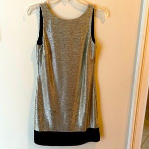 Blingy short dress with black hemline.  Super cute